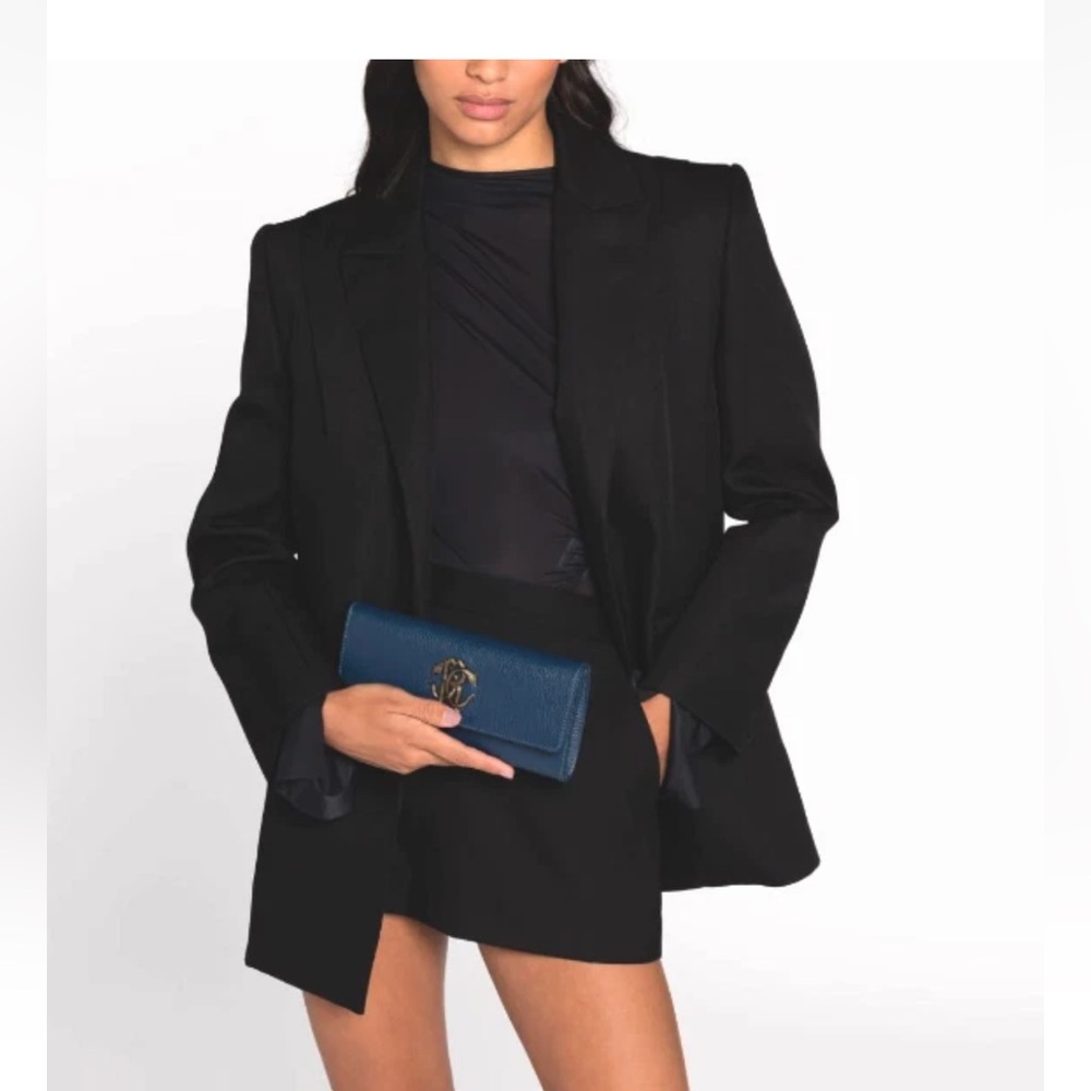 Zara Black Double-Breasted tallord long Blazer size small preppy work career